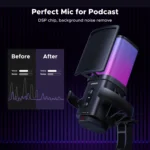 UGREEN CM581 Noise Cancelling RGB USB Desktop Microphone | 96kHz/24-bit Condenser Mic - Image 8
